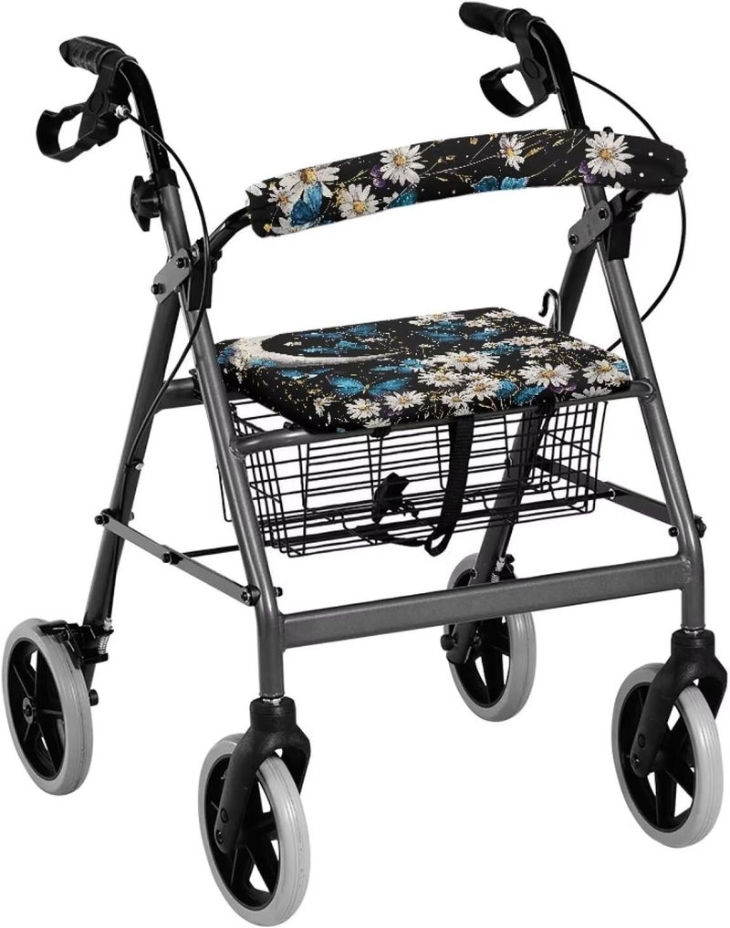 LedBack Walker Accessories Blue Butterfly Daisy Rollator Seat Covers for Walkers and Rollators Novelty Walker Seat Cushion, Easy to Clean - Image 3